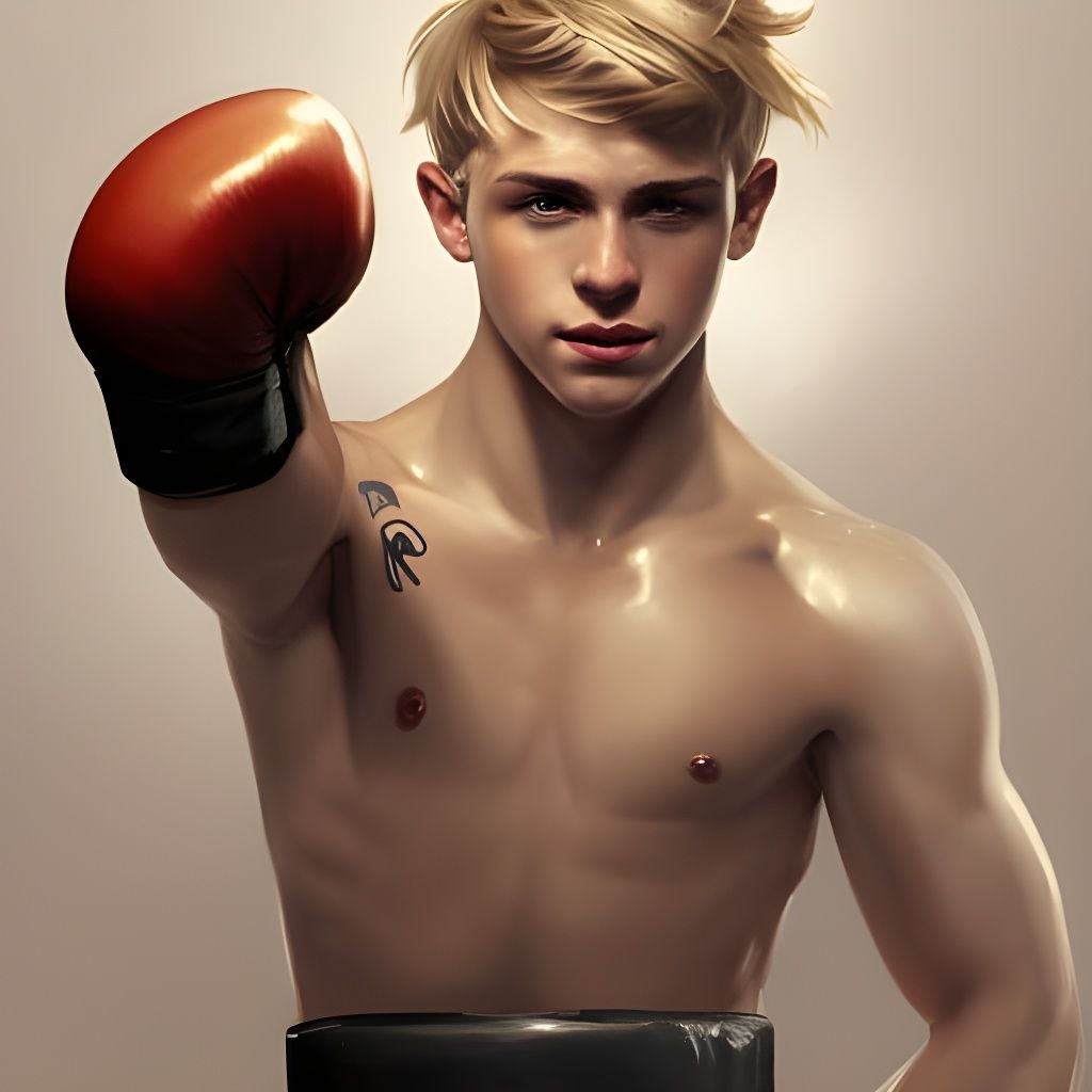 Attractive Blonde Teen Boxer Portrait in Hyperdetailed Style