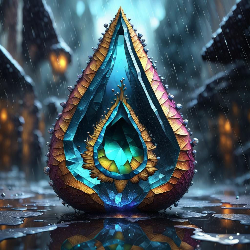 Peacock Topaz Pear in Cracked Diamond Style