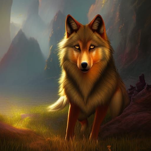 Golden Blonde Wolf: Fantasy Concept Art
