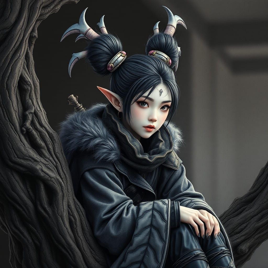 Mystical Elf Thief Basks in Moody Asian Twilight