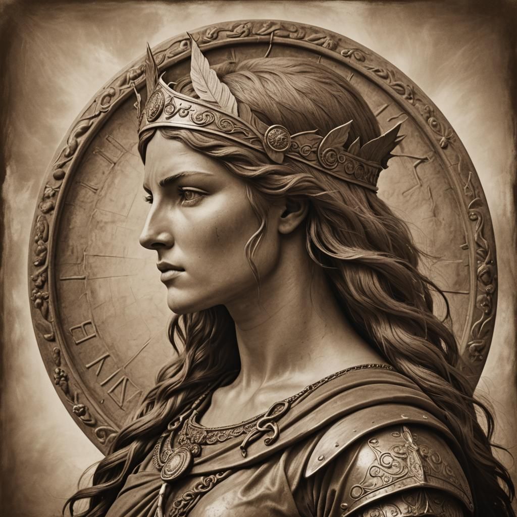 Iceni warrior queen in sepia