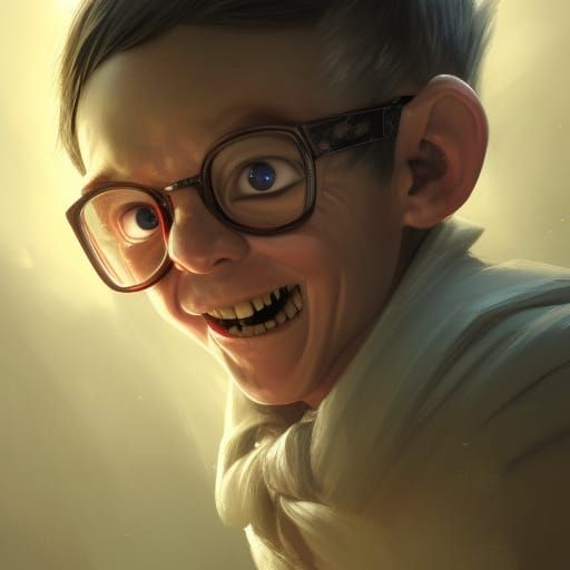 Alfred E Neuman with pigtails