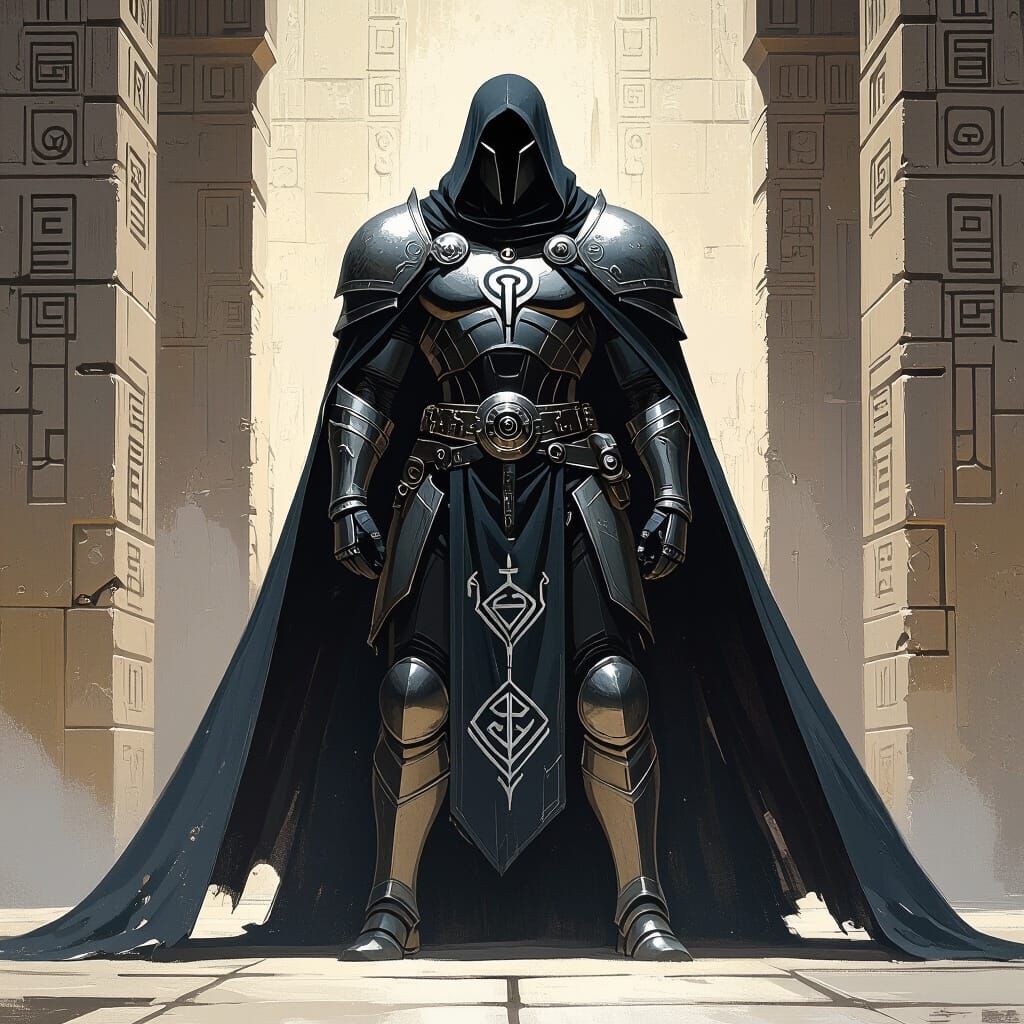 Noble Dark Guardian of the Temple in Epic Stance