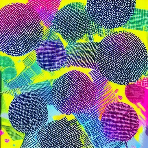 Synthwave Fingerprint with Black Outlines: Abstract Art