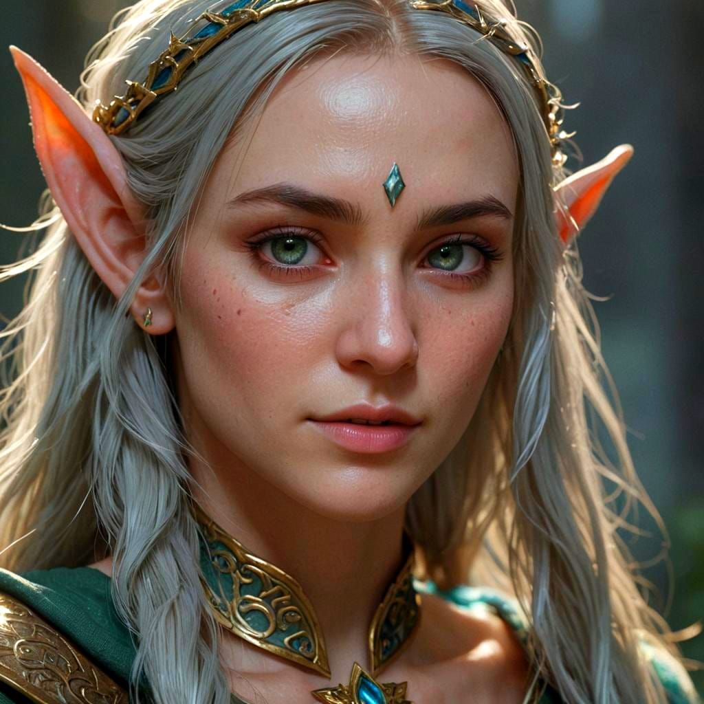 Ethereal Elf Portrait in Detailed Matte Painting Style