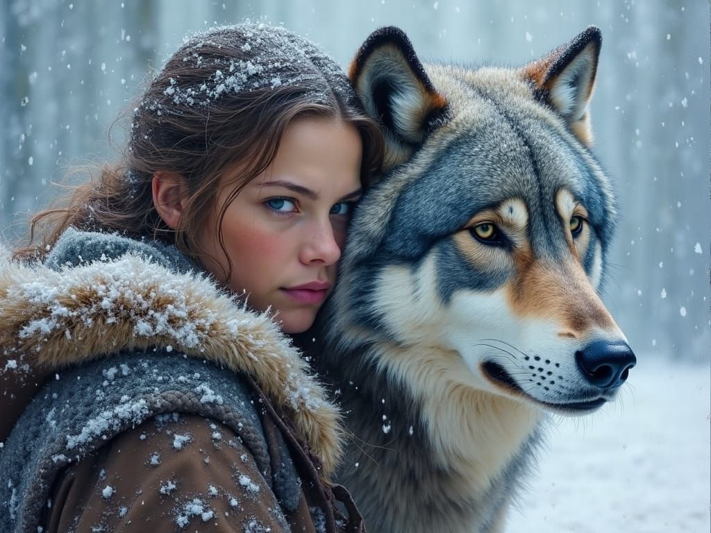 Woman with wolf