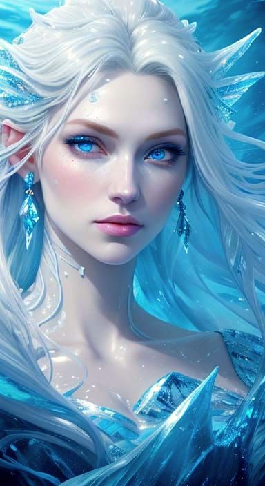 Ice Mermaid Queen in Glacial Realm: Splash Art