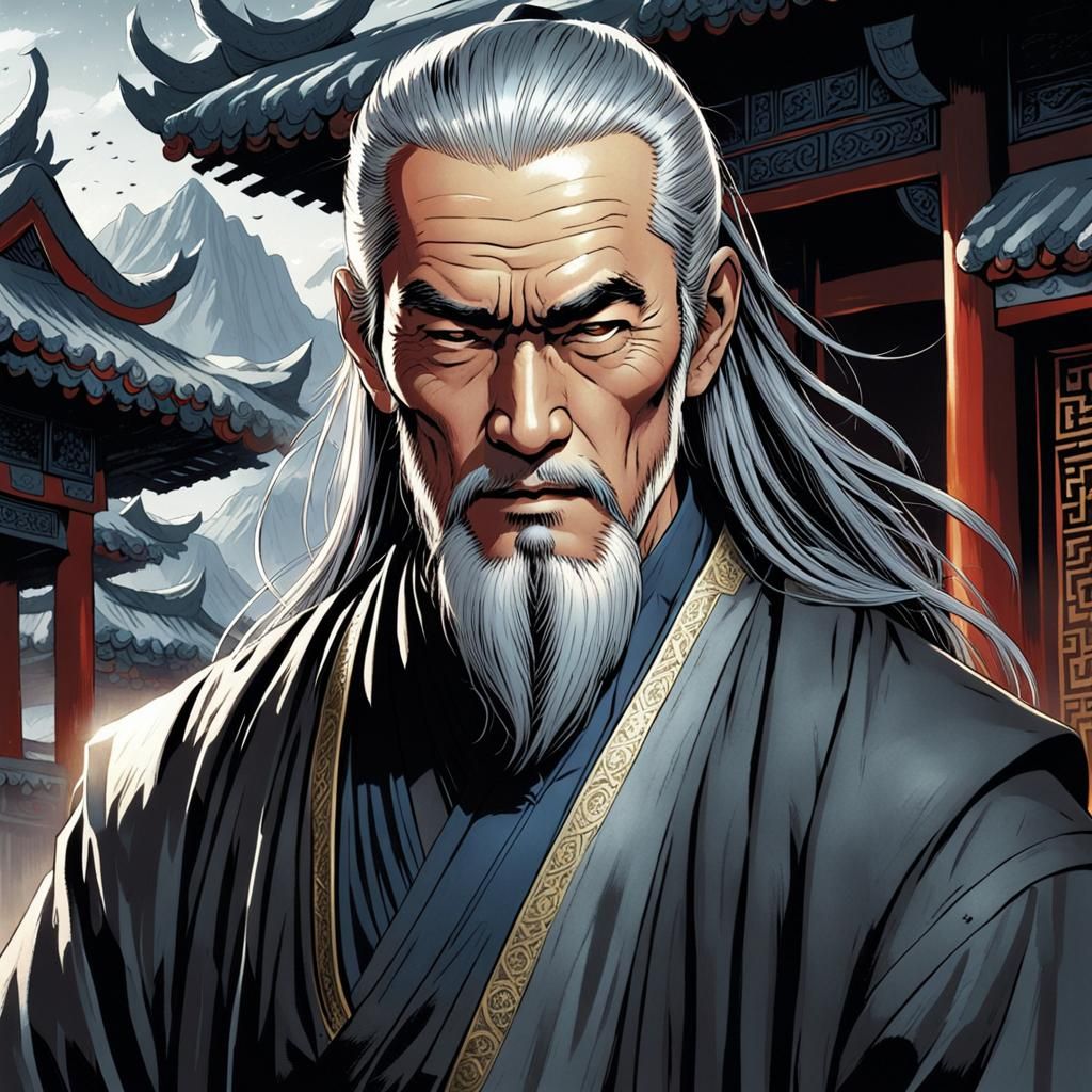 Asian Monk in Comic Book Style