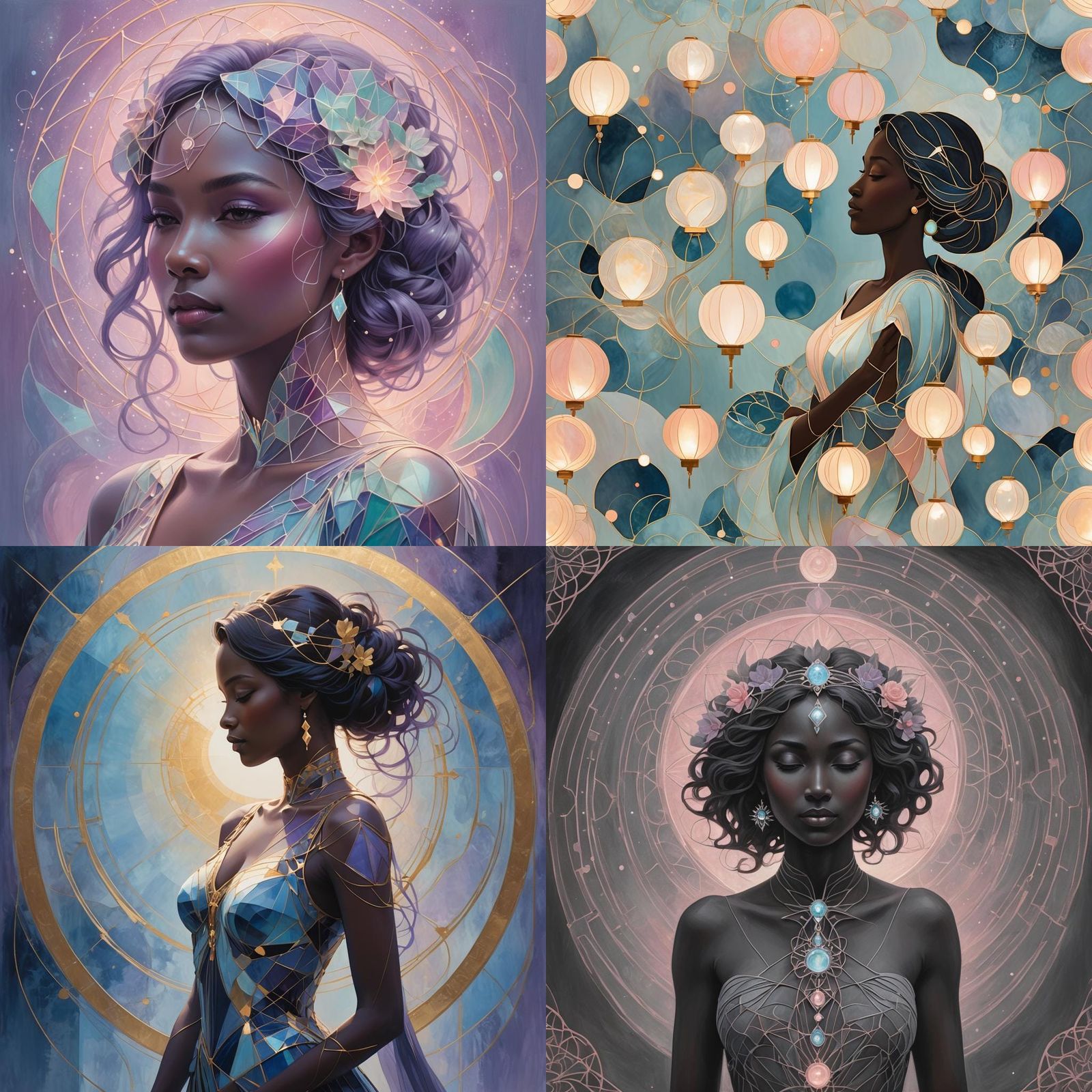 Ethereal Energy: Geometric Silhouette in Matte Painting Styl...