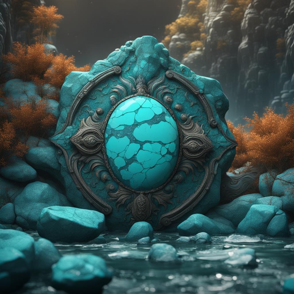 Detailed Turquoise Stone Matte Painting