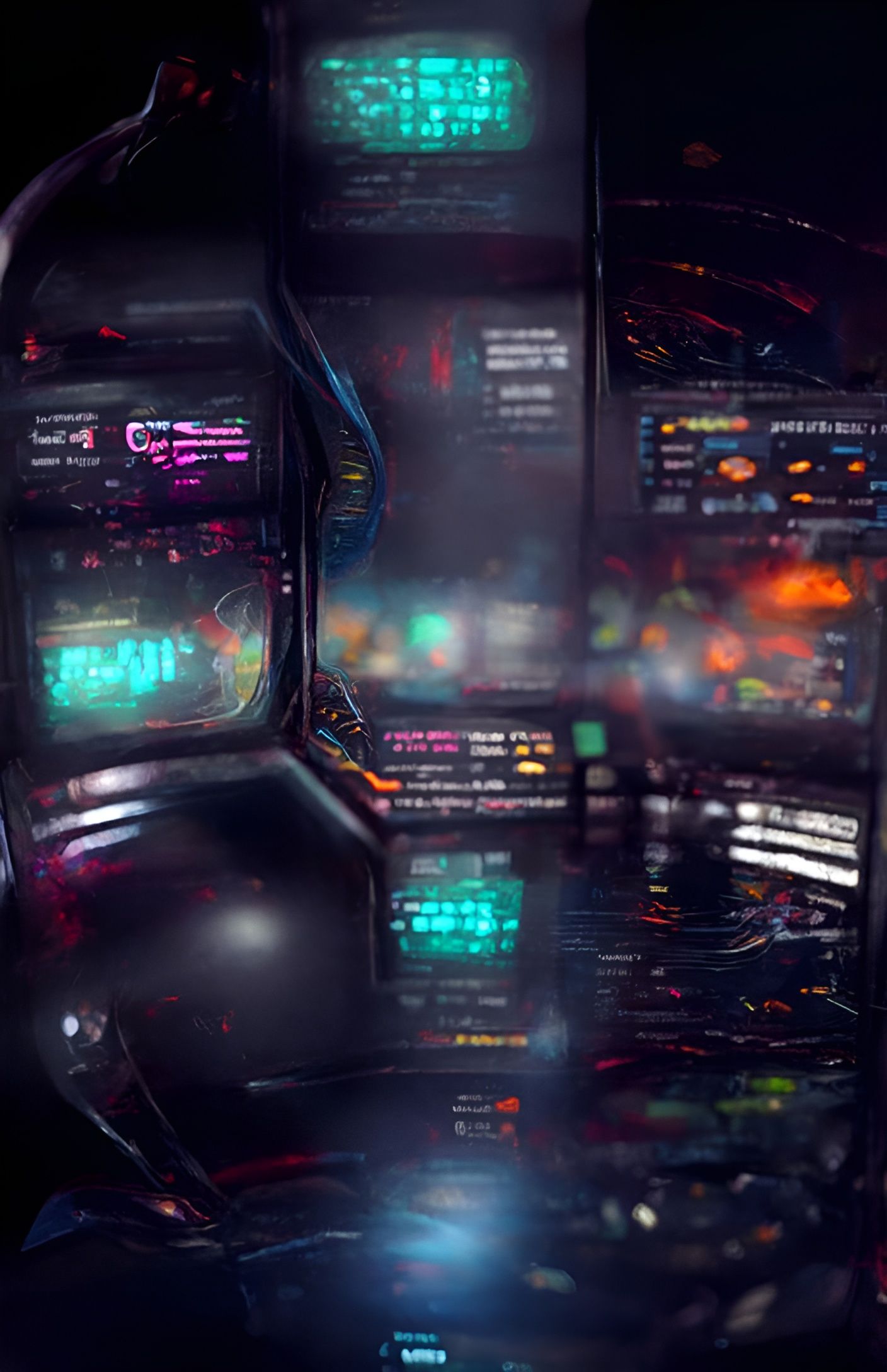 Emergency Cyberpunk Space Station Control Panel in Neon