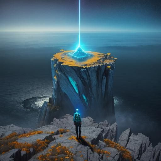 Alien Overlook: Surreal Iridescent Landscape