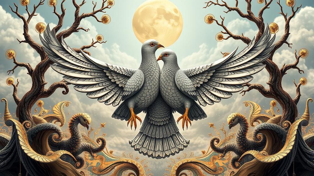 Surreal Dove with Fractal and Zentangle Elements