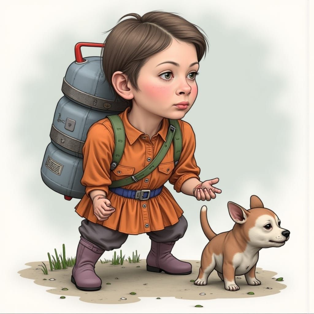 Whimsical Dwarven Rocketeer Woman