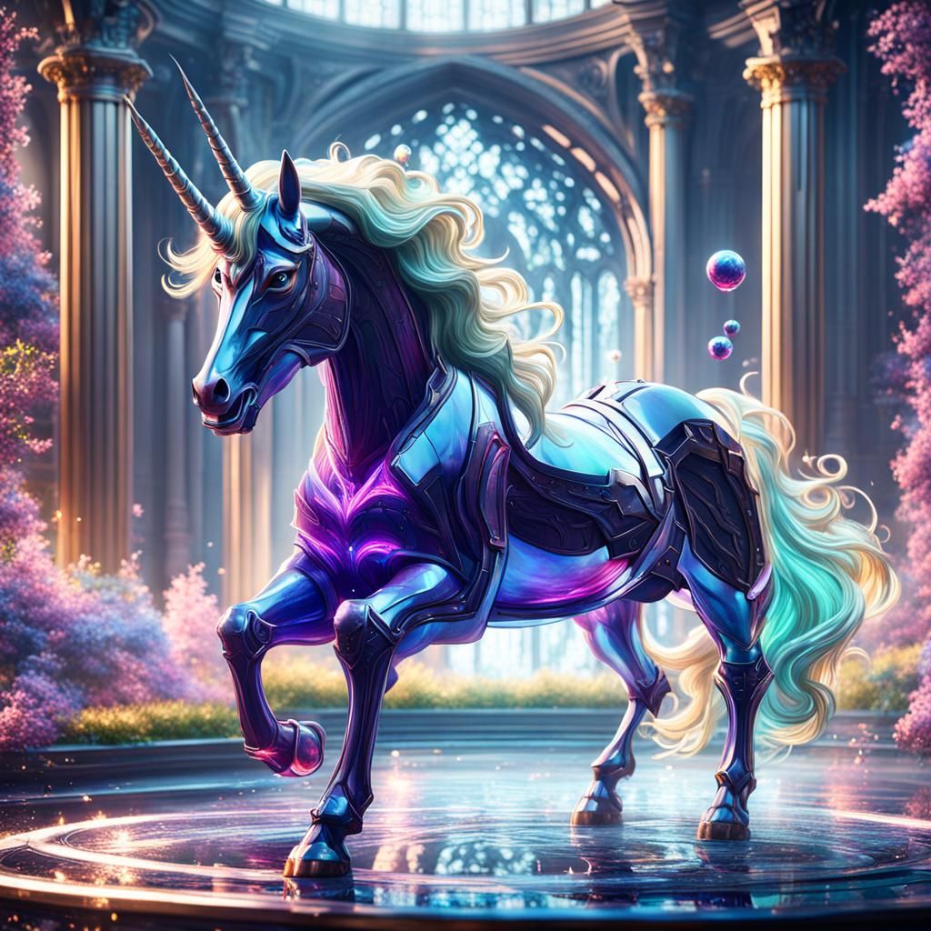 Glass-Like Unicorn in Detailed Matte Painting