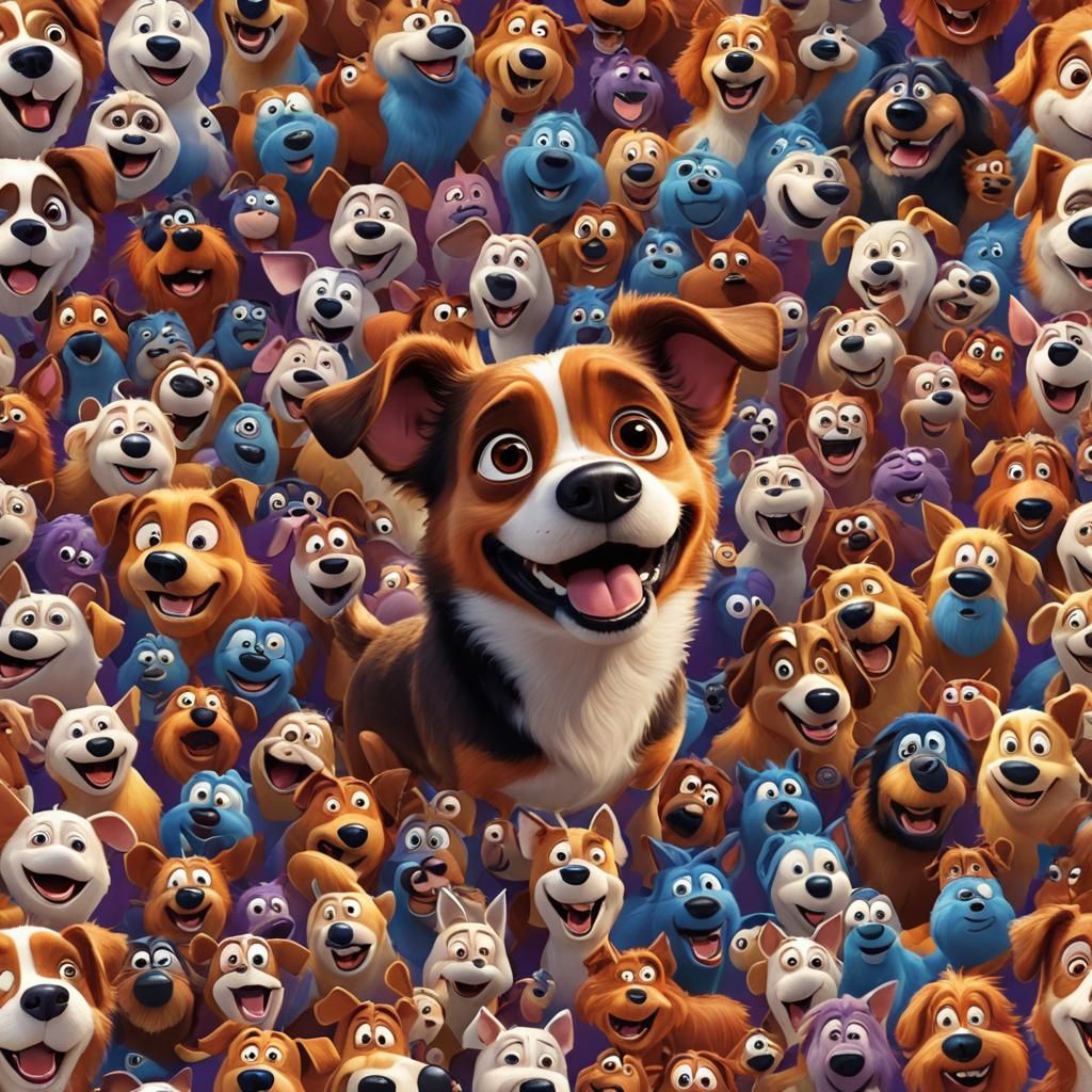 Funny Faced Dog in 3D Pixar Style