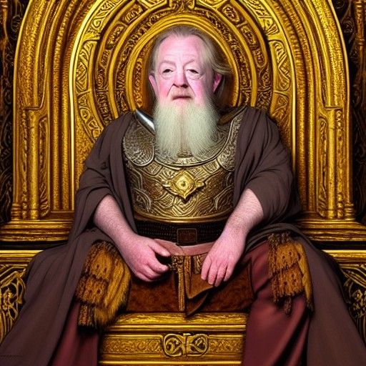 King Theoden Portrait in Golden Hall, Oil Painting