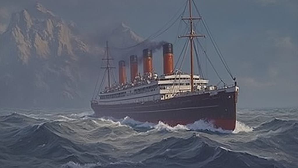 Art Deco Ocean Liner in Rough Seas