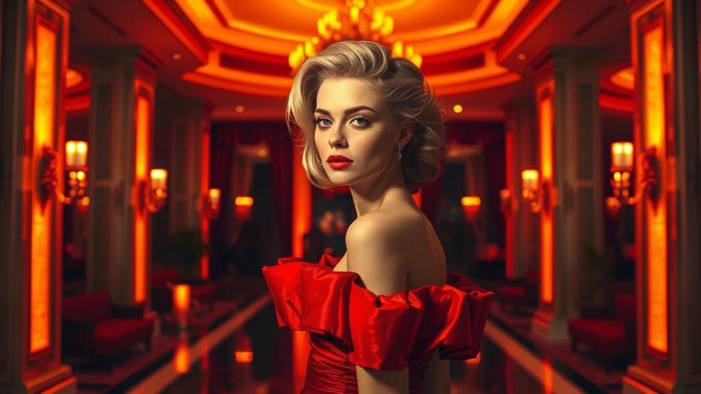 Ravishing Woman in Luxurious Penthouse with Art Deco Element...