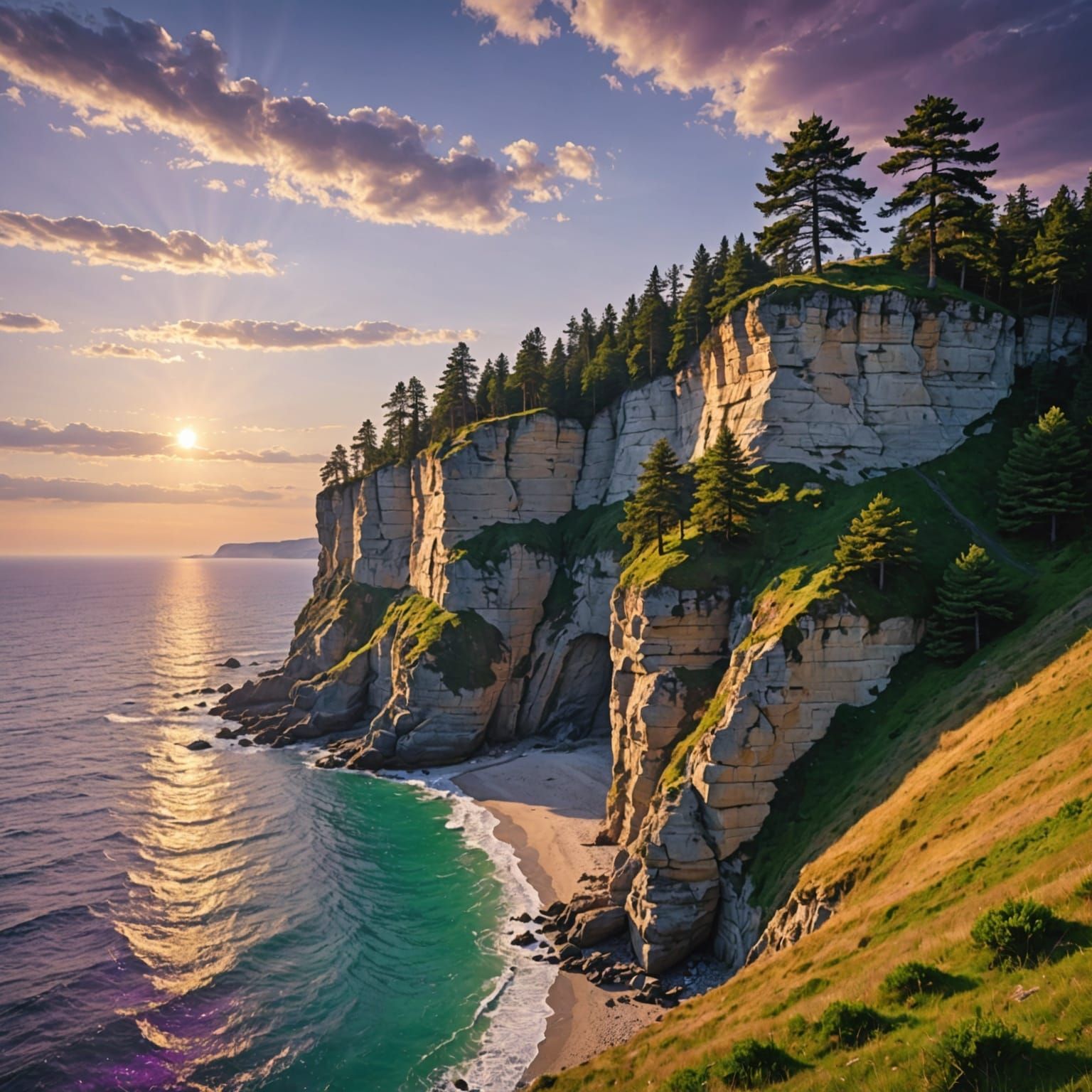 Surreal Landscape of Cliff and Sea in Earthy Colors