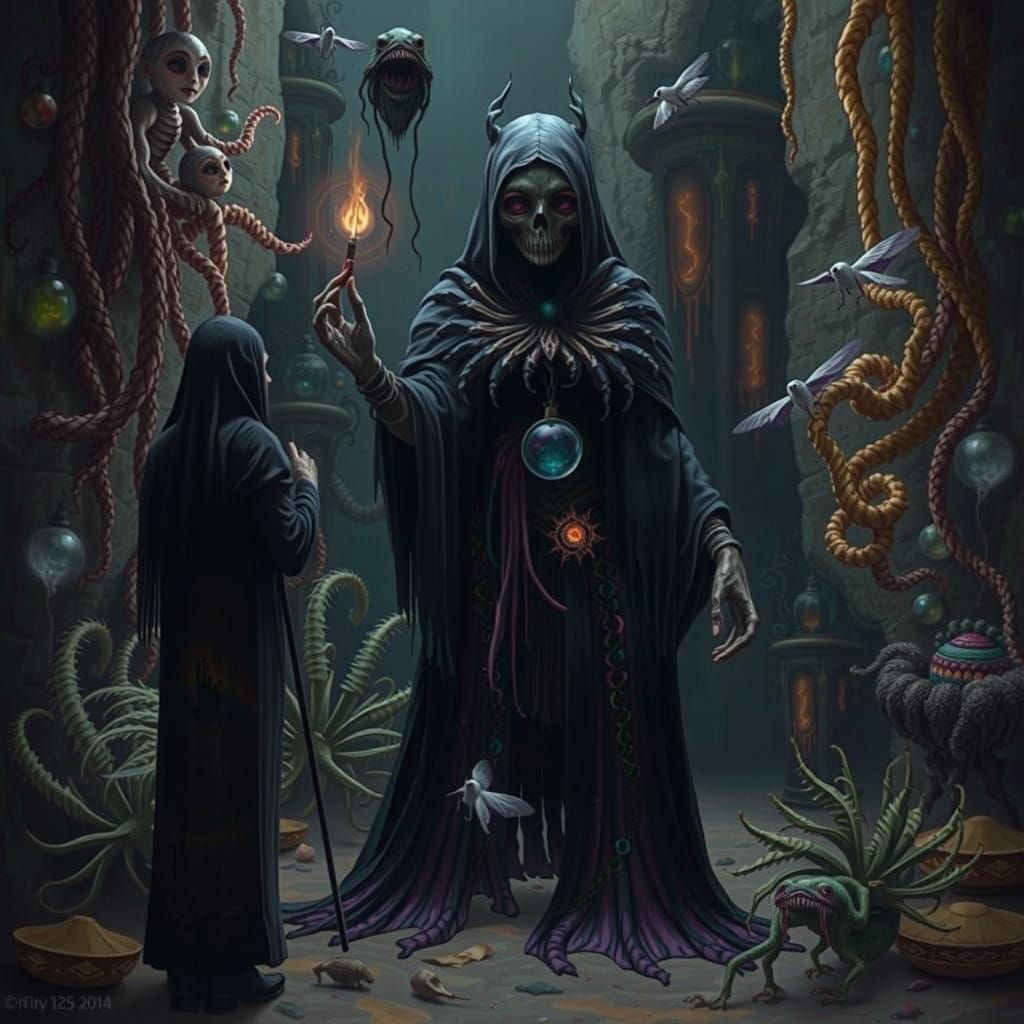 Iridescent Creatures in Mystical Biome, Abstract Landscape