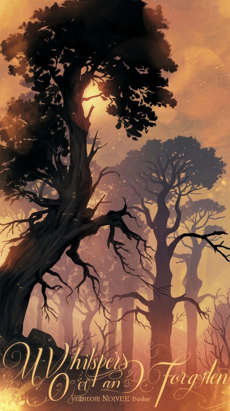 Ethereal Webtoon Novel Cover in Golden Dusk