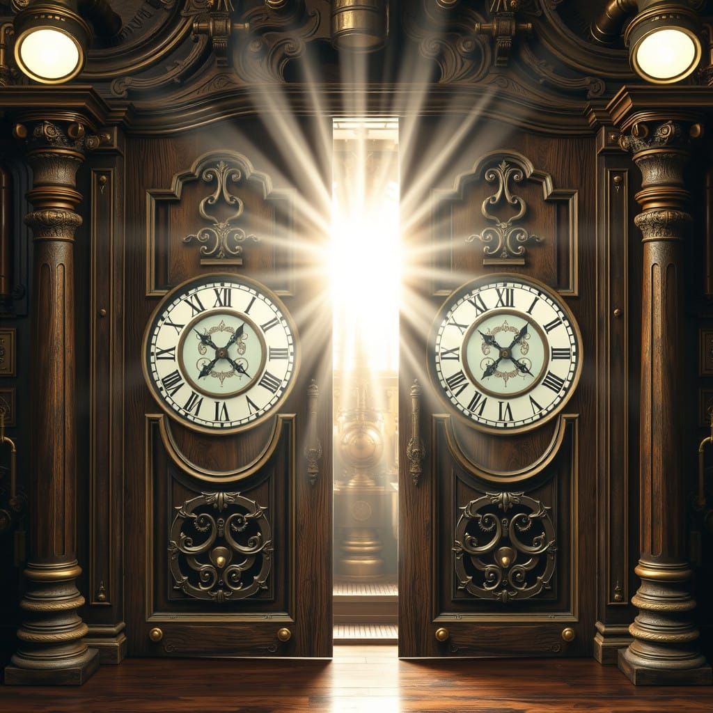 Steampunk Midnight Doors to a Golden Hour