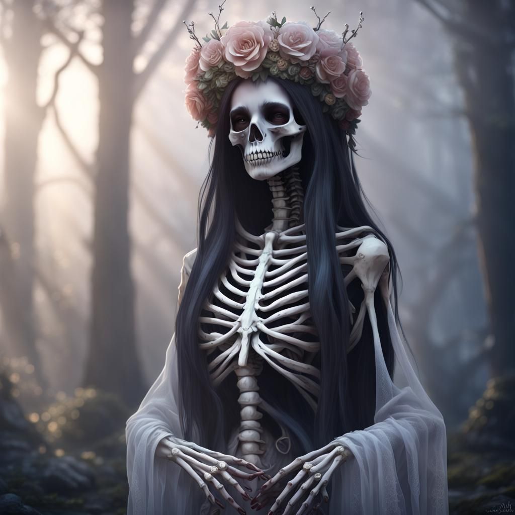 Ethereal Skeleton Queen with Bone Crown