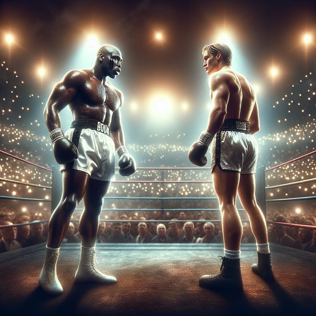 Epic Boxing Match: Tyson vs. Paul in Digital Matte Painting