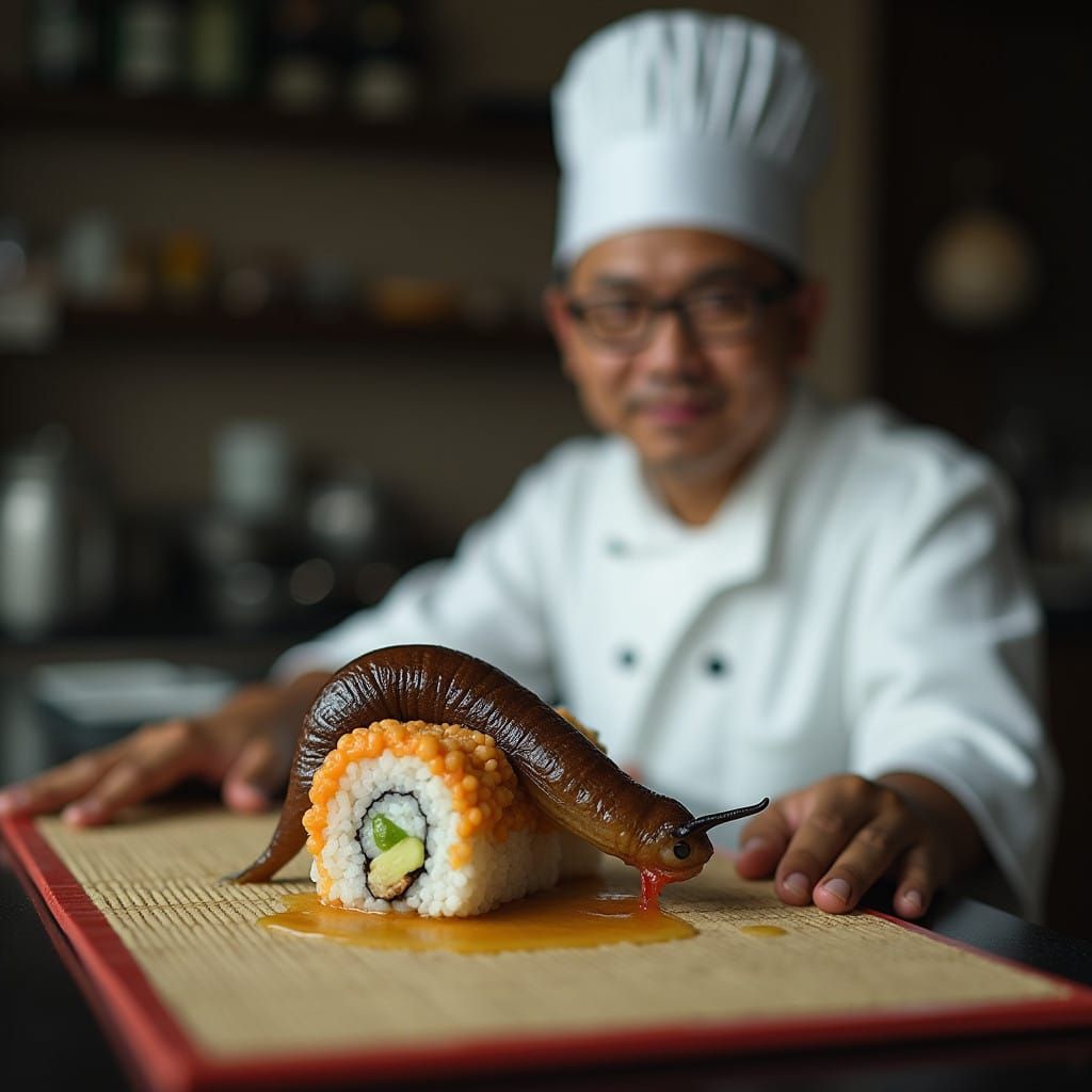 Surrealist Sushi Masterpiece with Unsettling Twist