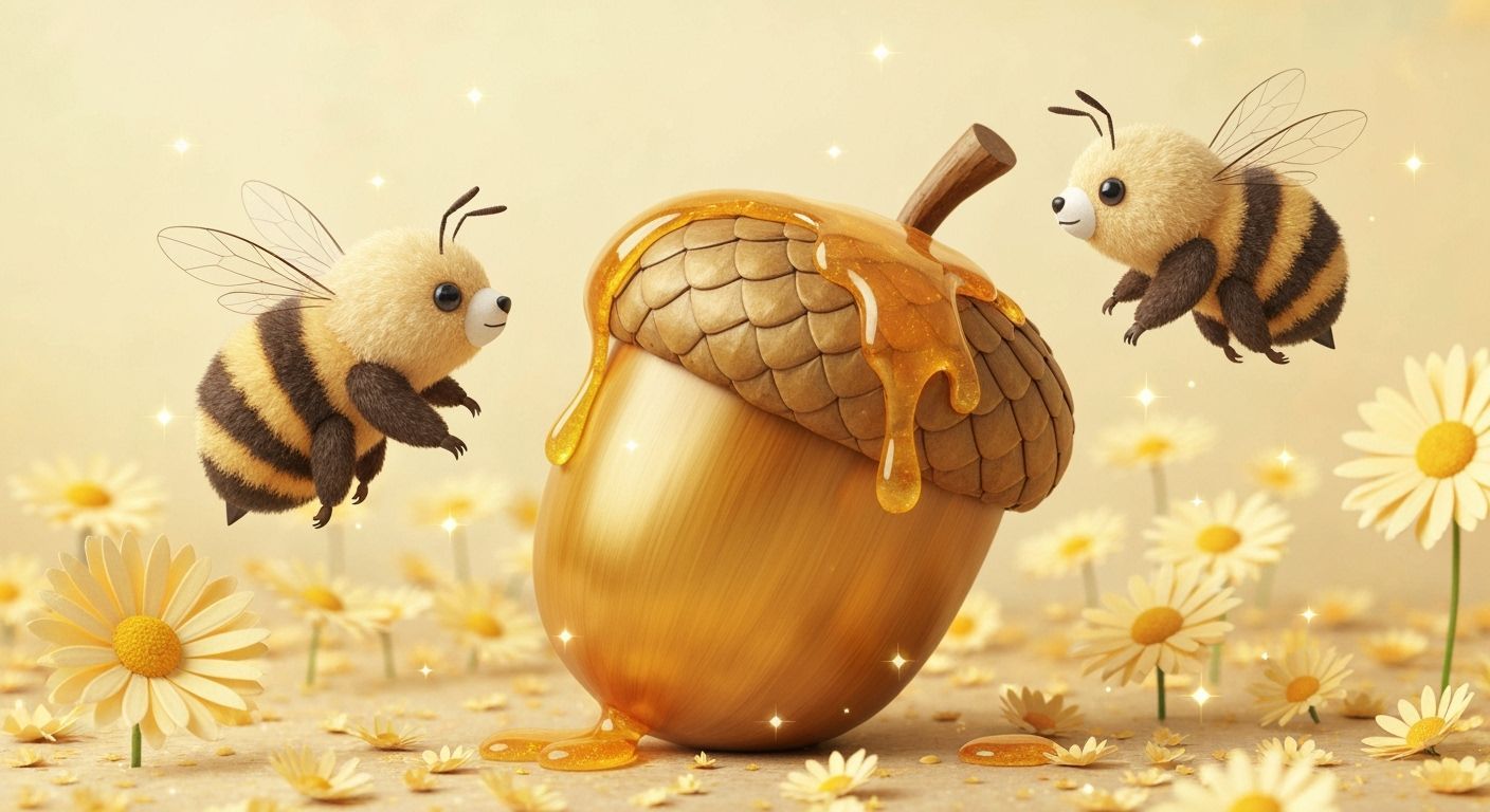 Bear-Bees and Honeycomb Acorn in Origami Style