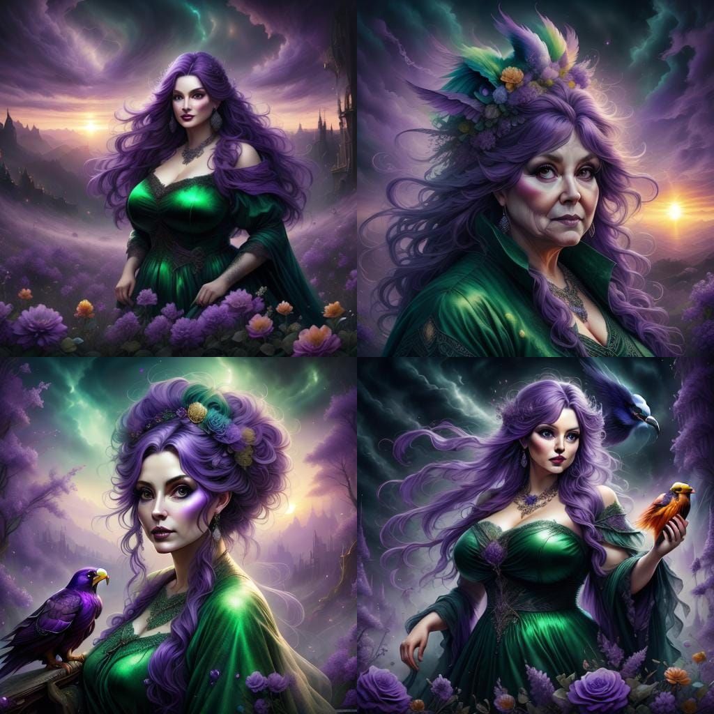 Purple Eagle Portrait in Dark Fantasy Style