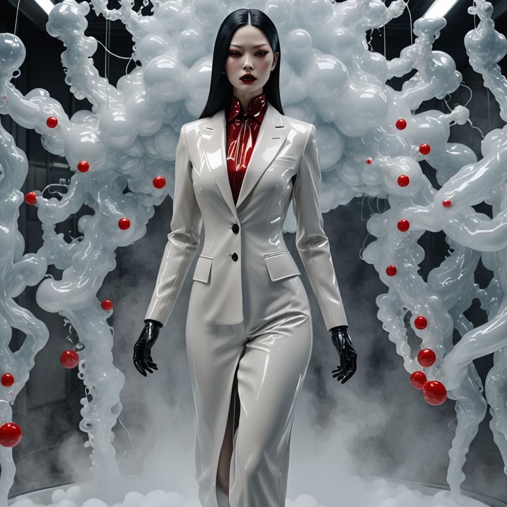 Elegant Translucent Mannequin in Latex Suit