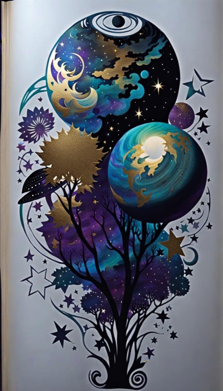 Surreal Spaceship Silhouette Inspired by Samuel Palmer