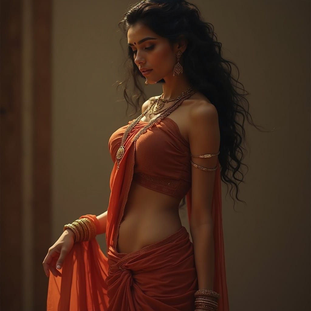 Elegant Indian Saree Beauty in Soft Focus