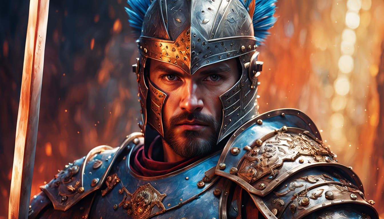 Fantasy Warrior in Hyper-Realistic Oil Painting Style