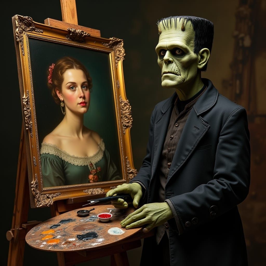 Renaissance Frankenstein Proudly Presents His Portrait Maste...