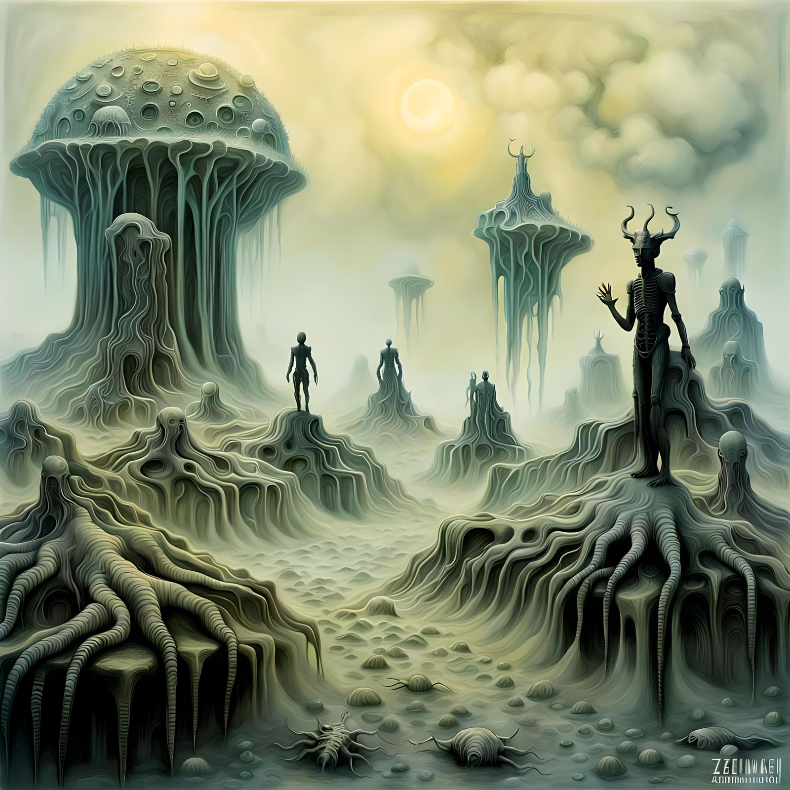 Ethereal Mythical Gods in Dreamlike Surreal Landscape