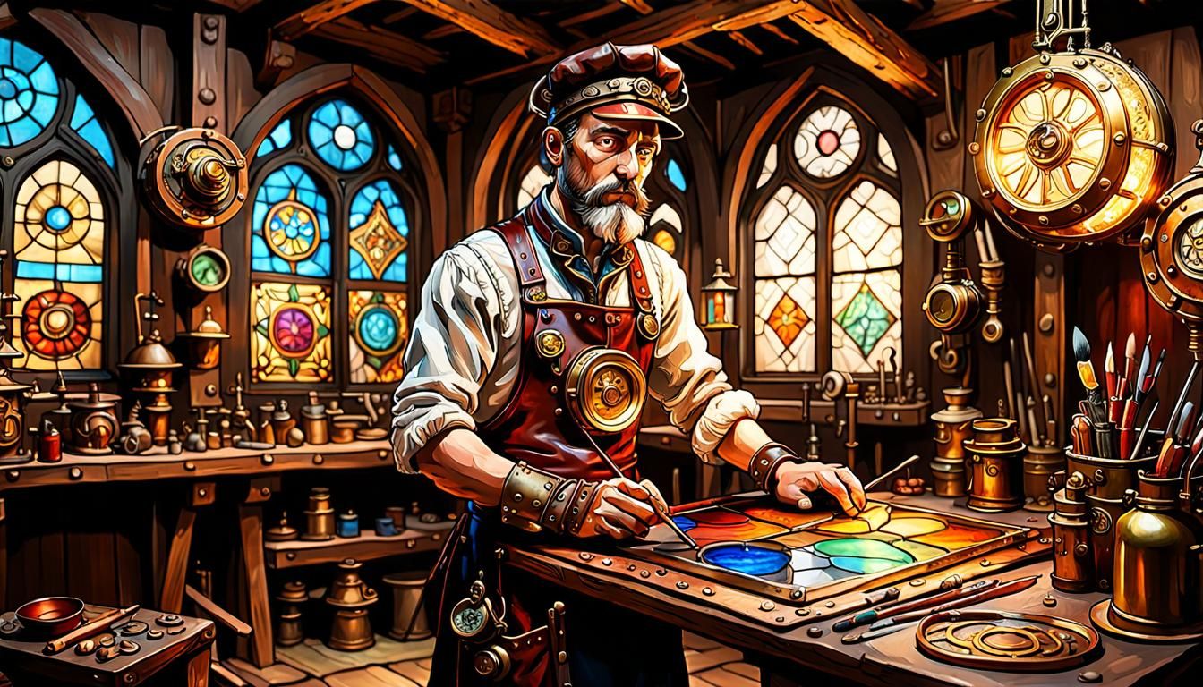 Steampunk Renaissance Aardvark in Workshop Concept Art