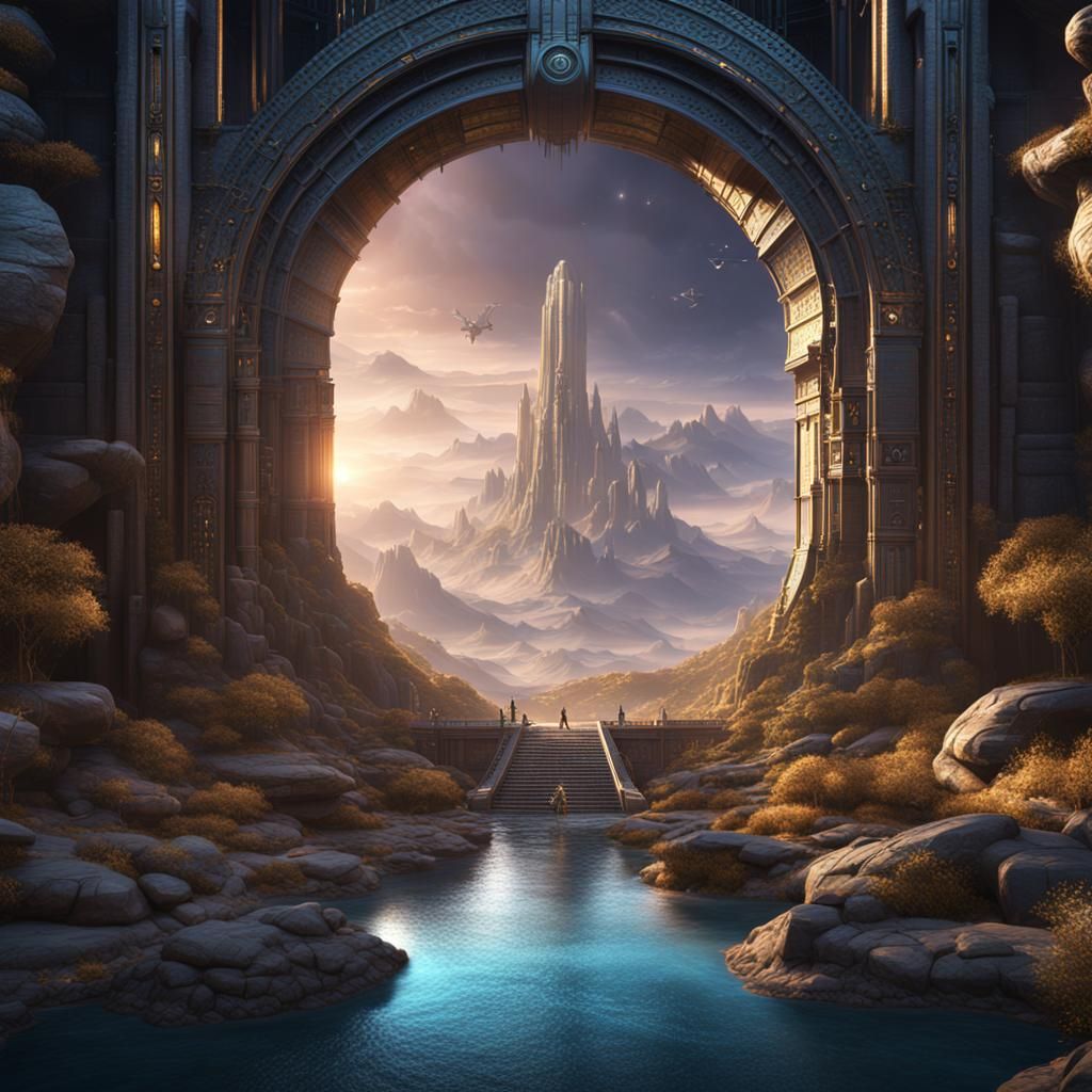 Detailed Stargate Matte Painting in Deep Color
