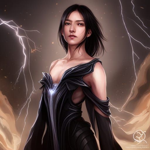 Rukia Lightning Portrait: Hyperdetailed Concept Art