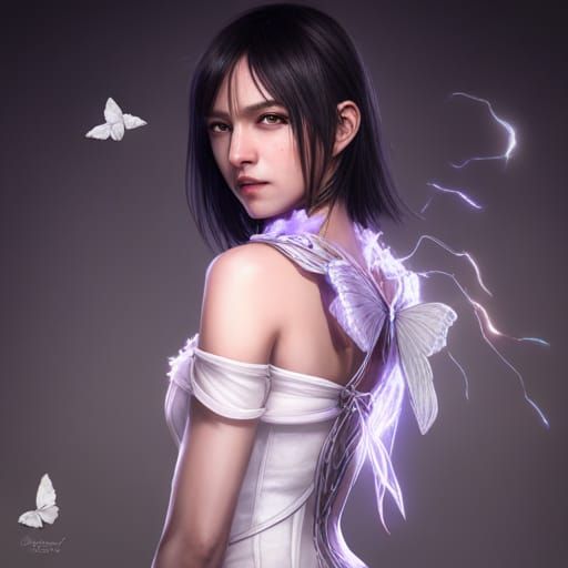 Lightning Attire Portrait with Black Butterfly