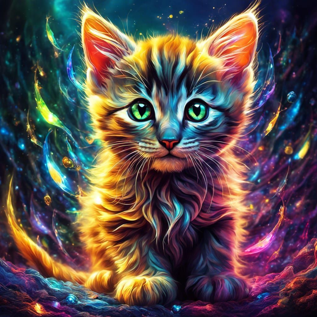 Mythical Kitten with Divine Aura in 4K