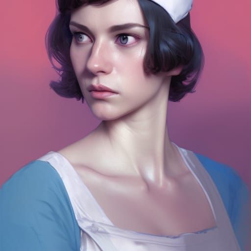 WW2 Nurse Portrait in Hyperdetailed Art Nouveau Style