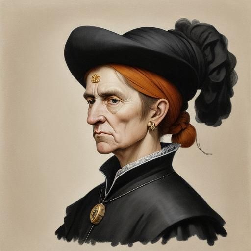 Stern 16th Century Woman Portrait in Abstract Art