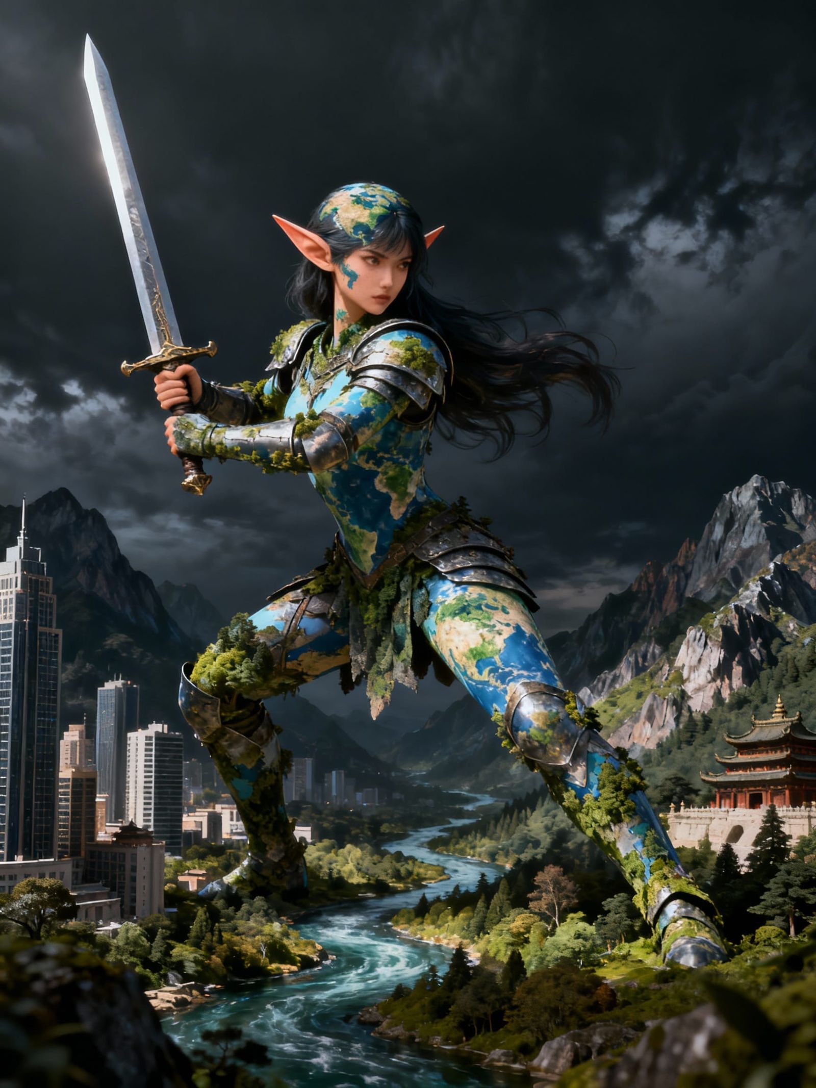 Female Knight Earth Guardian Ready for Battle