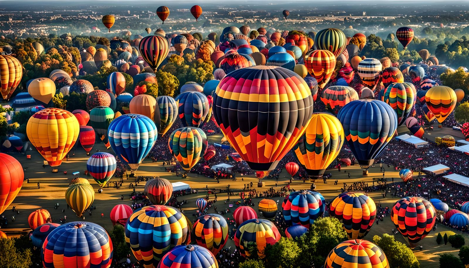 Colorful Hot Air Balloons at a Festival