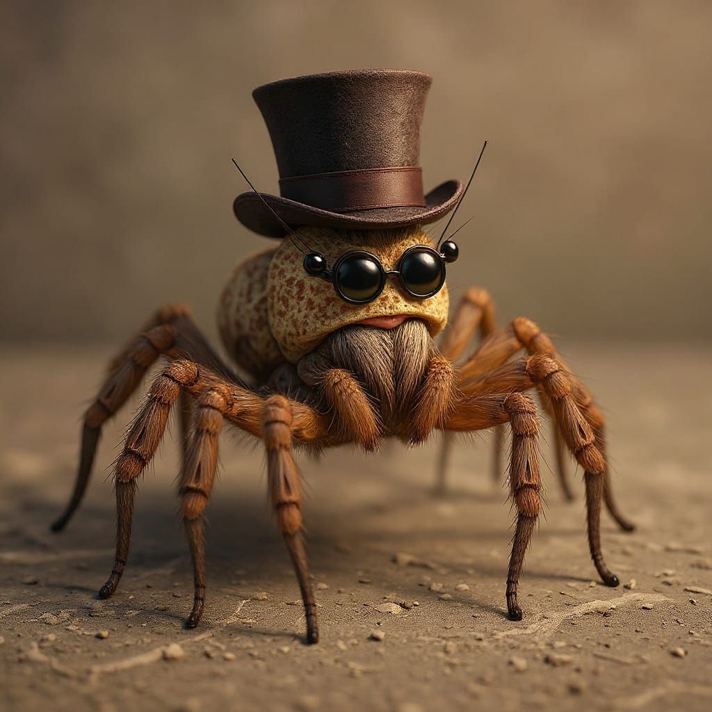 Spider Wearing Top Hat and Glasses
