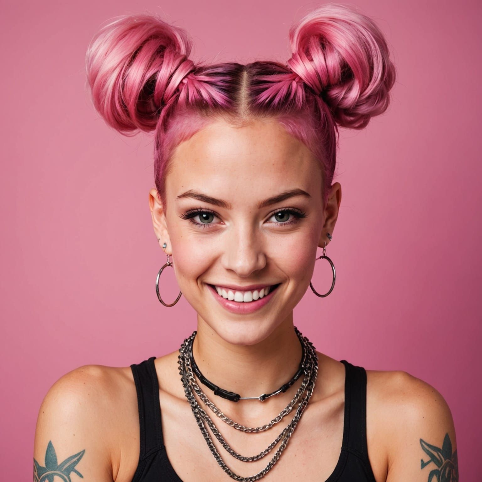 Bold, Edgy Beauty in Vibrant Pink