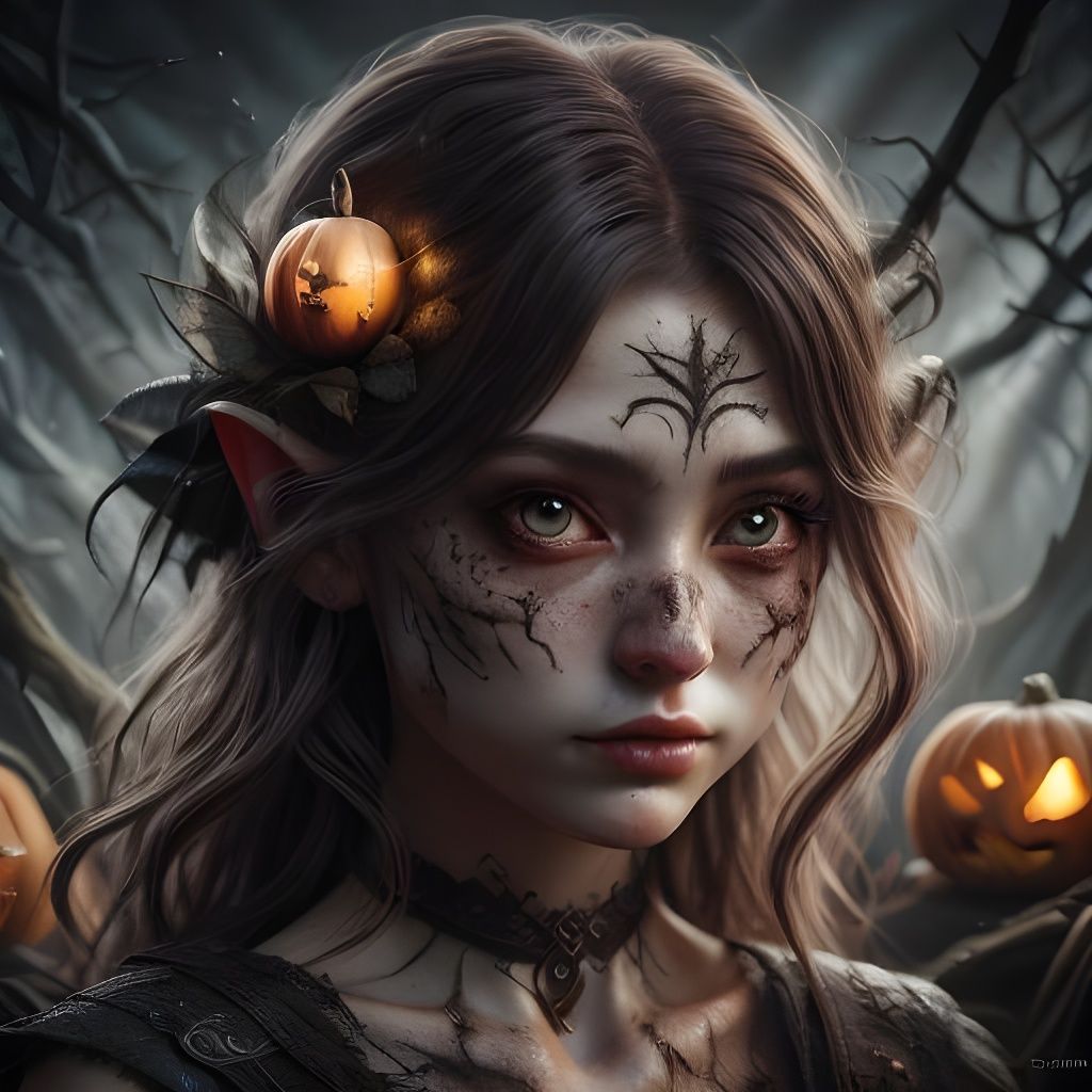 Haunting Halloween Elf Portrait in 8k Resolution